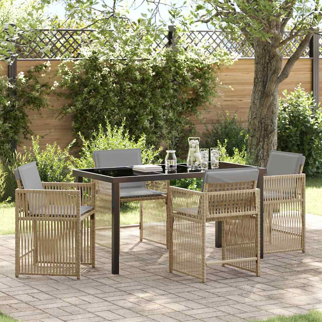 Ensemble de salle à manger pour jardin 5 pcs Beige polyrotin - XIOS