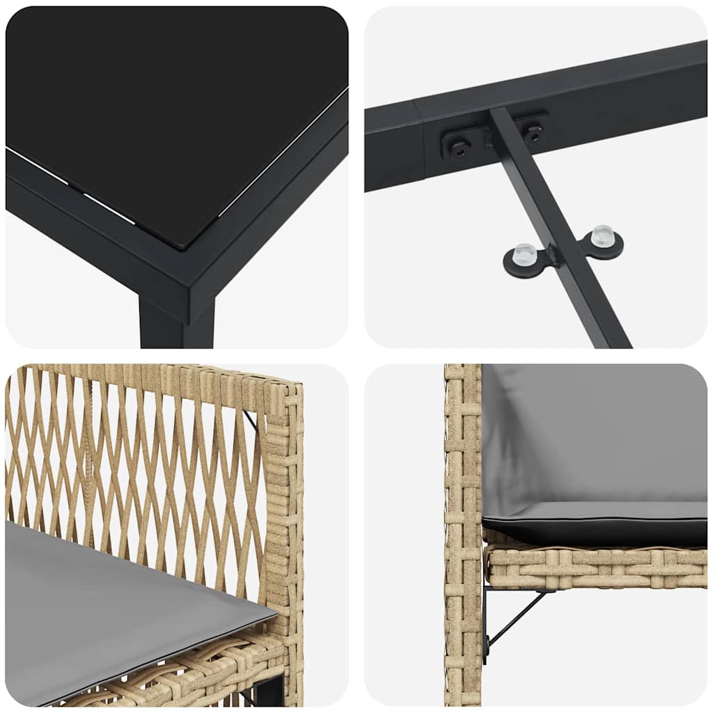 Ensemble de salle à manger pour jardin 5 pcs Beige polyrotin - XIOS