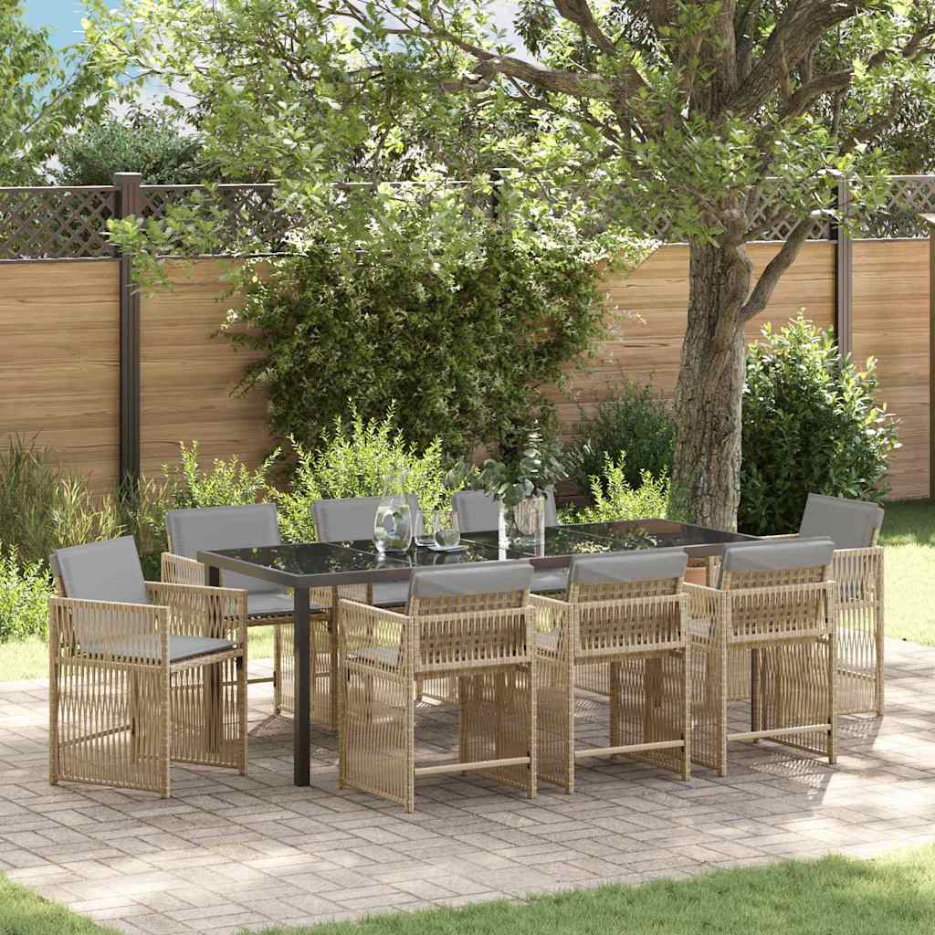 Ensemble de salle à manger pour jardin 9 pcs Beige polyrotin - XIOS
