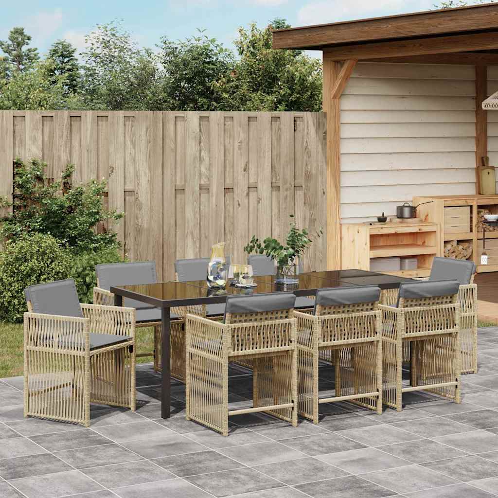 Ensemble de salle à manger pour jardin 9 pcs Beige polyrotin - XIOS