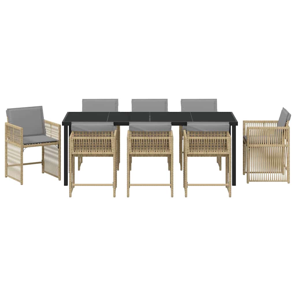 Ensemble de salle à manger pour jardin 9 pcs Beige polyrotin - XIOS