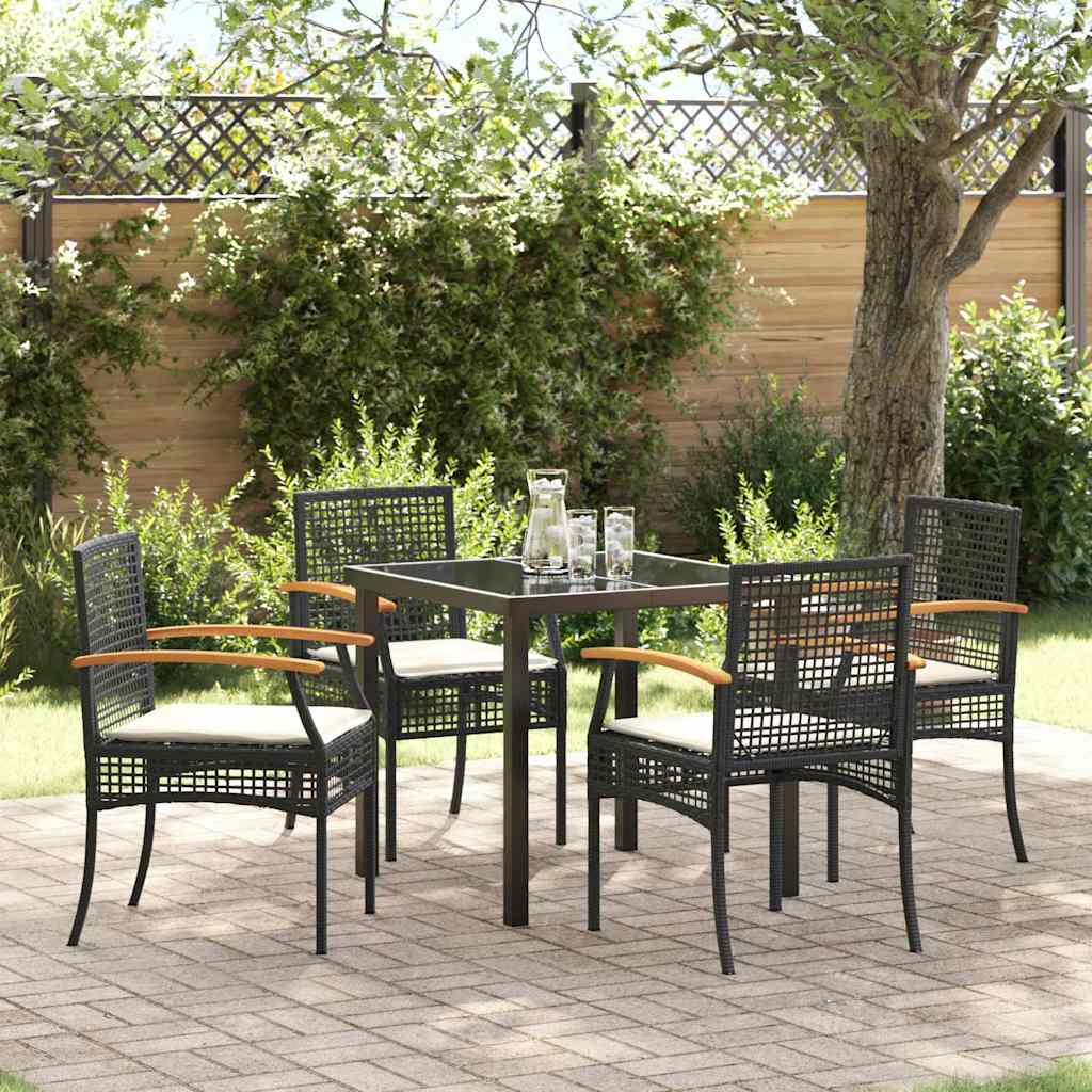 Ensemble de salle à manger pour jardin 5 pcs Noir Rotin - XIOS