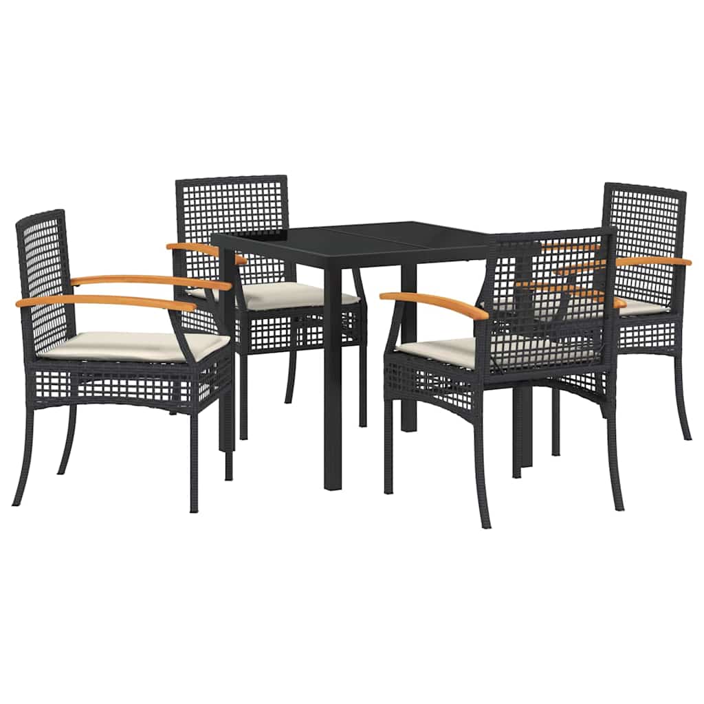 Ensemble de salle à manger pour jardin 5 pcs Noir Rotin - XIOS
