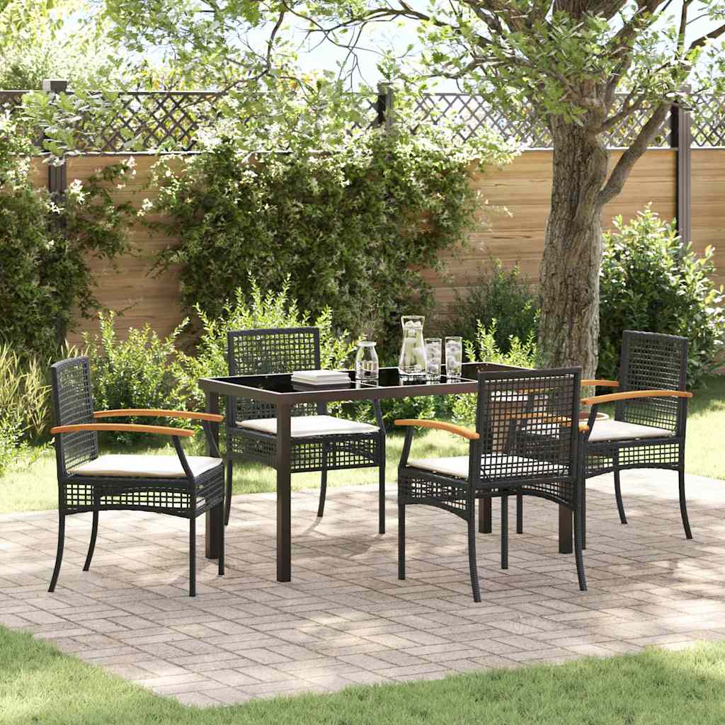 Ensemble de salle à manger pour jardin 5 pcs Noir Rotin - XIOS