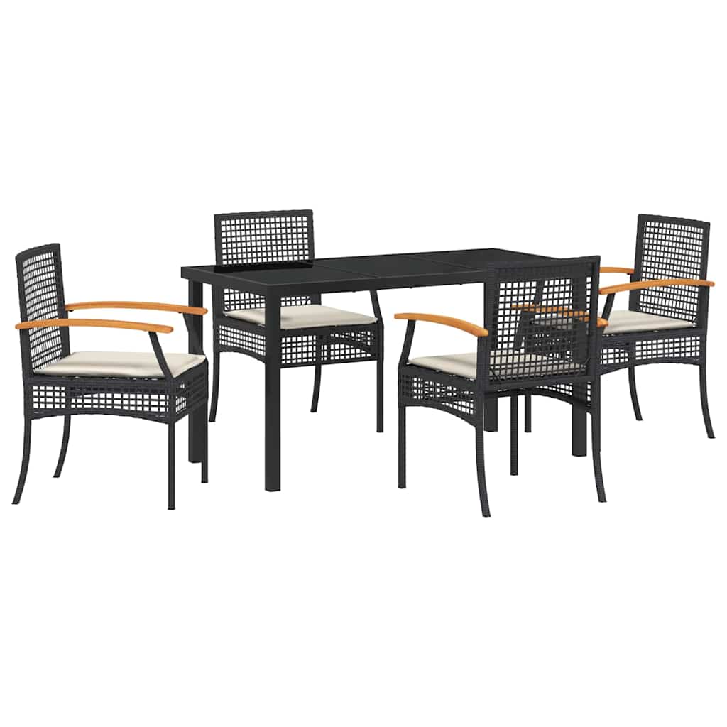 Ensemble de salle à manger pour jardin 5 pcs Noir Rotin - XIOS