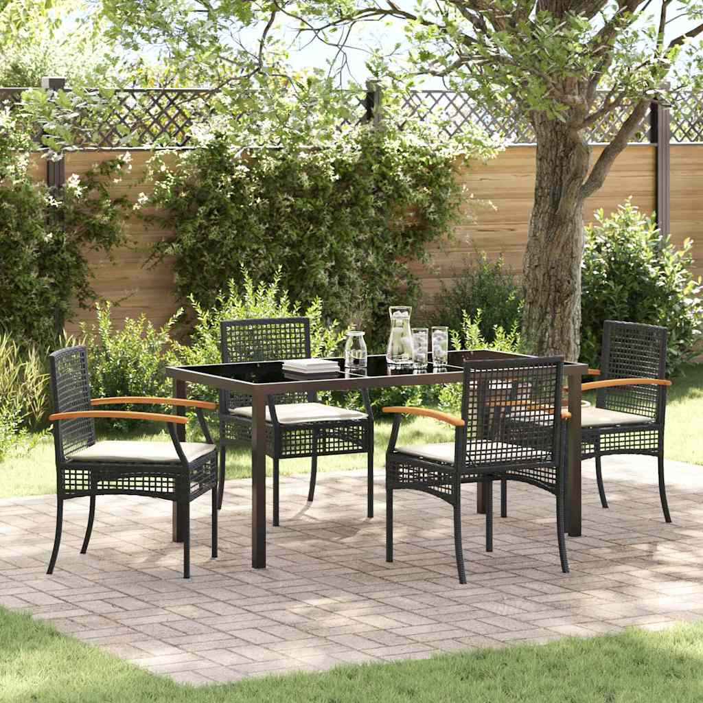 Ensemble de salle à manger pour jardin 5 pcs Noir Rotin - XIOS