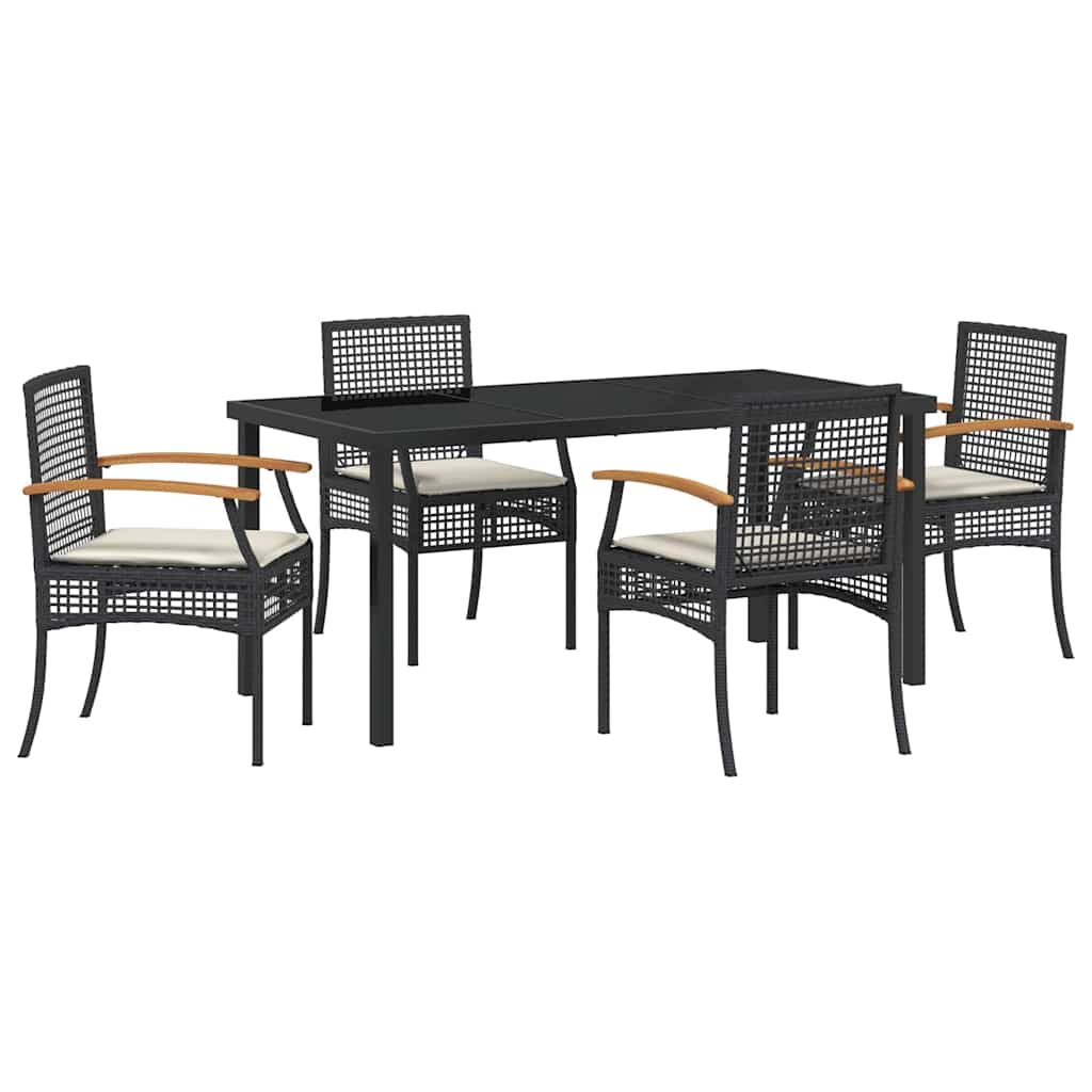 Ensemble de salle à manger pour jardin 5 pcs Noir Rotin - XIOS