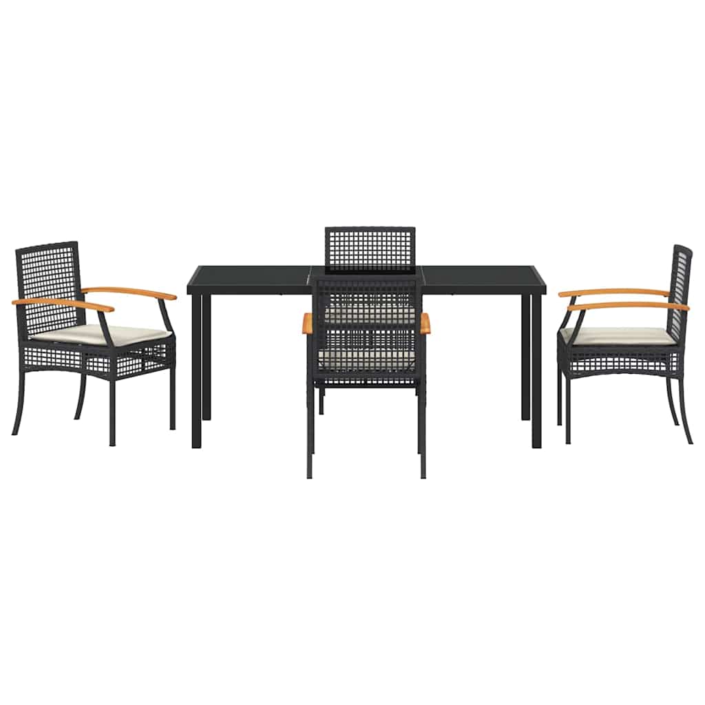 Ensemble de salle à manger pour jardin 5 pcs Noir Rotin - XIOS