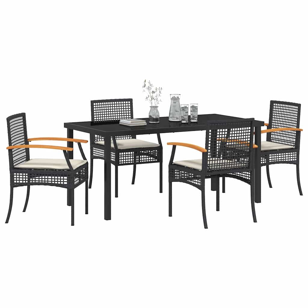 Ensemble de salle à manger pour jardin 5 pcs Noir Rotin - XIOS
