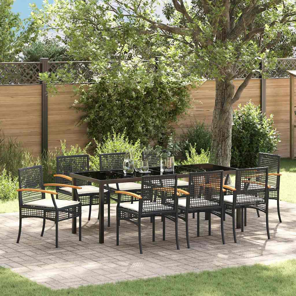 Ensemble de salle à manger pour jardin 9 pcs Noir Rotin - XIOS