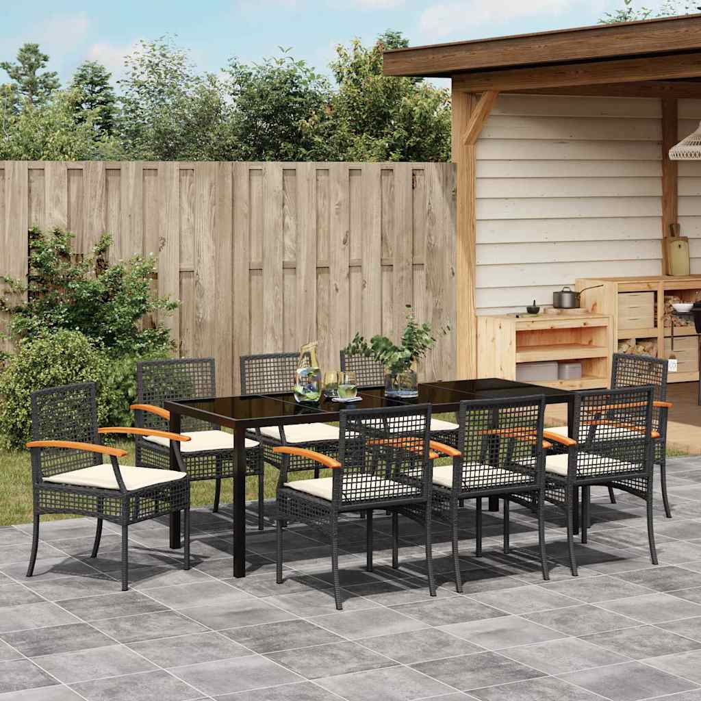 Ensemble de salle à manger pour jardin 9 pcs Noir Rotin - XIOS