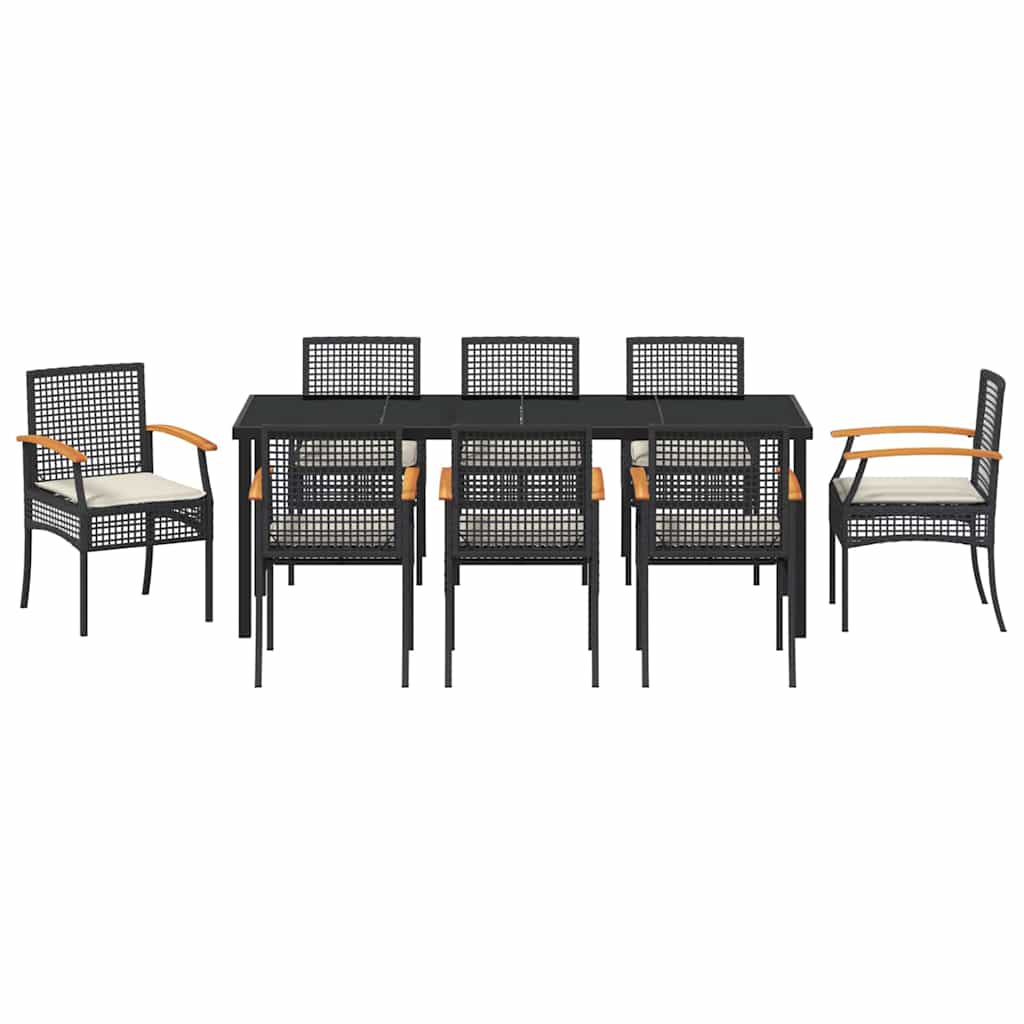 Ensemble de salle à manger pour jardin 9 pcs Noir Rotin - XIOS