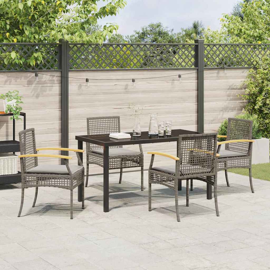 Ensemble de salle à manger pour jardin 5 pcs Gris et Noir Rotin