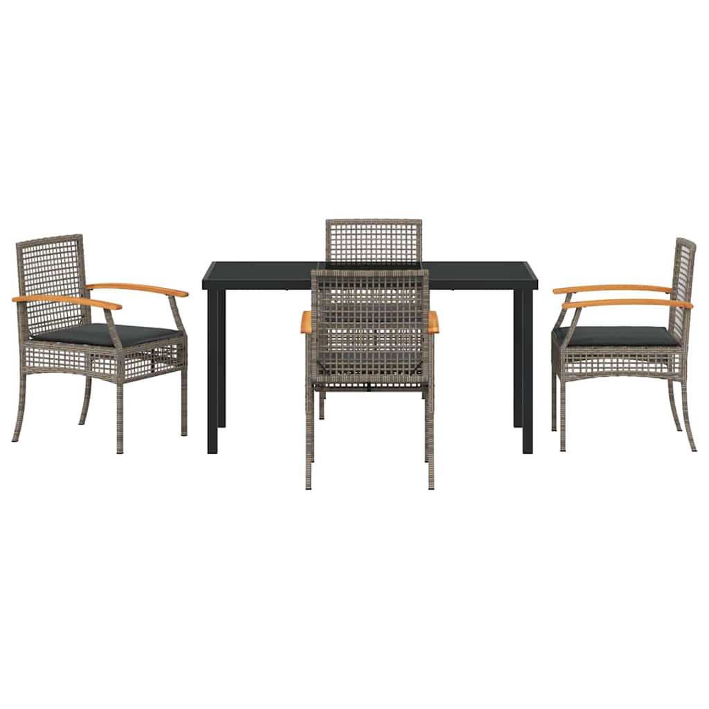Ensemble de salle à manger pour jardin 5 pcs Gris et Noir Rotin