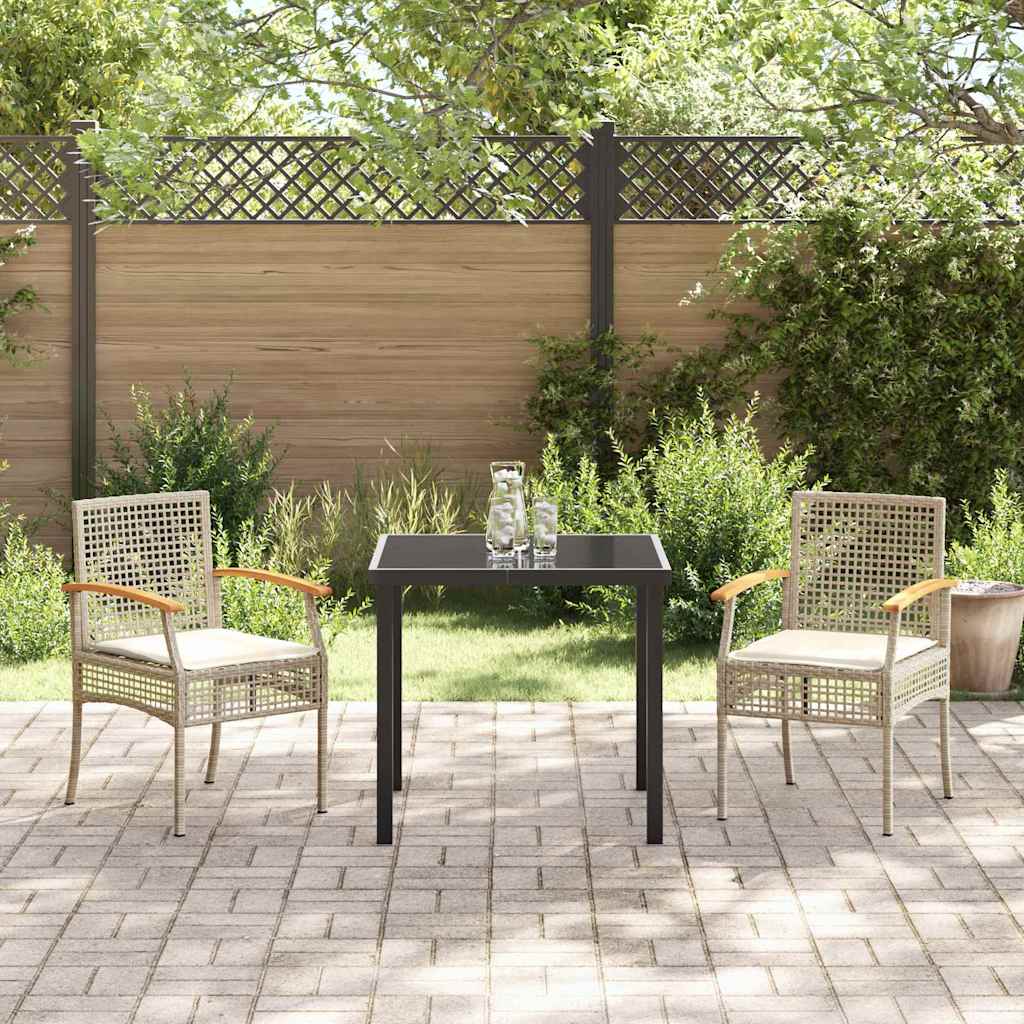 Ensemble de salle à manger pour jardin 3 pcs Beige et Noir