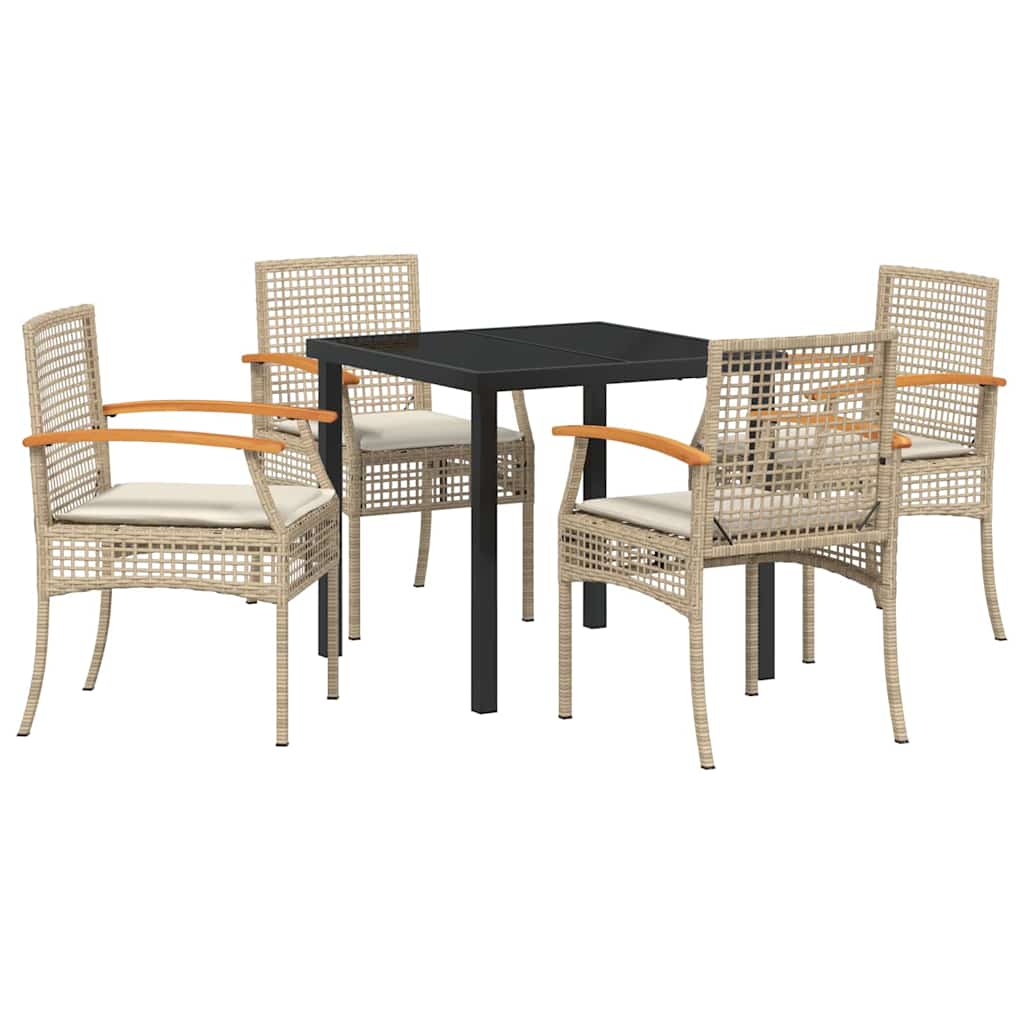 Ensemble de salle à manger pour jardin 5 pcs Beige et Noir - XIOS