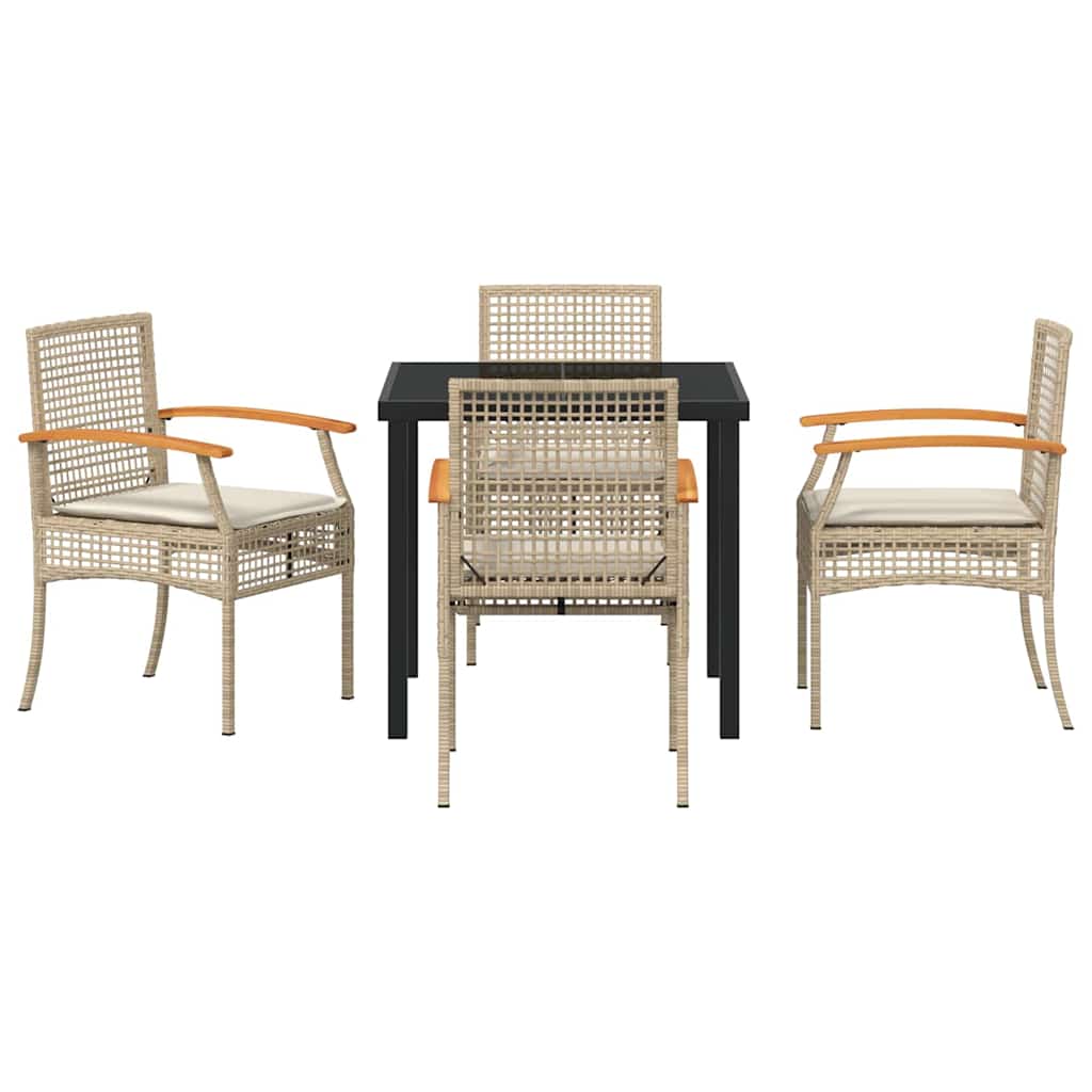 Ensemble de salle à manger pour jardin 5 pcs Beige et Noir - XIOS