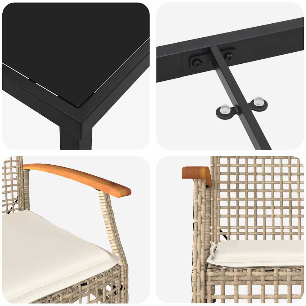 Ensemble de salle à manger pour jardin 5 pcs Beige et Noir - XIOS