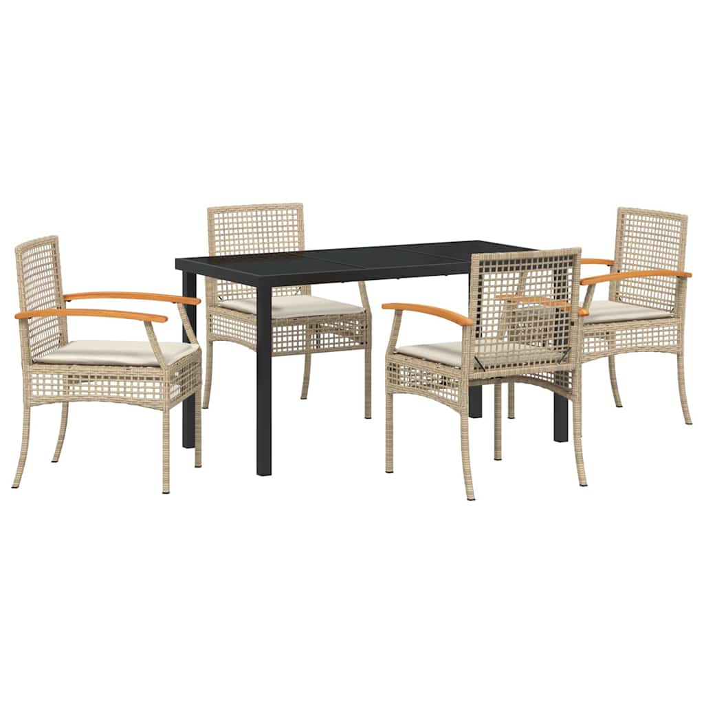 Ensemble de salle à manger pour jardin 5 pcs Beige et Noir - XIOS