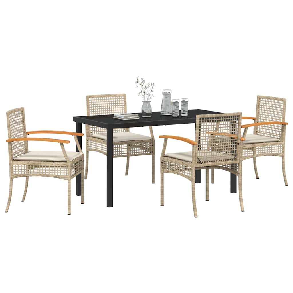 Ensemble de salle à manger pour jardin 5 pcs Beige et Noir - XIOS