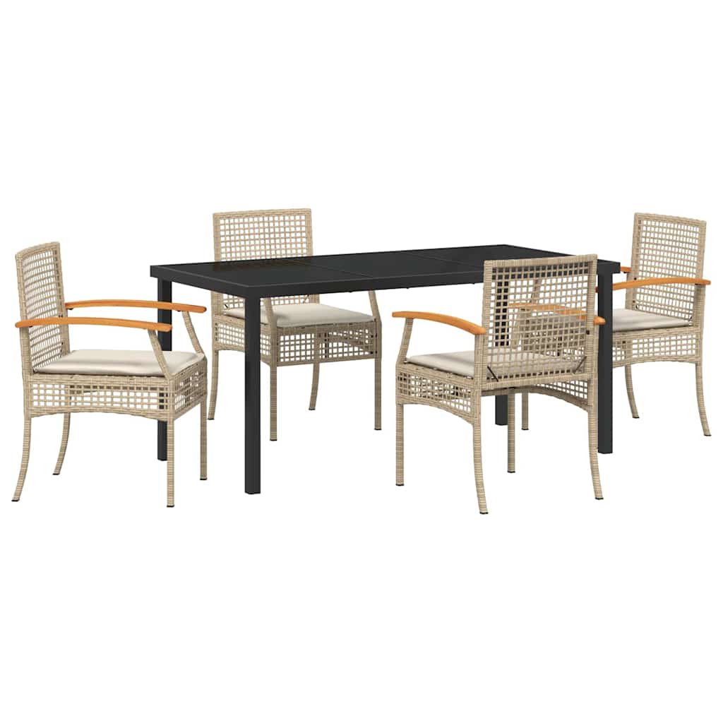 Ensemble de salle à manger pour jardin 5 pcs Beige et Noir - XIOS