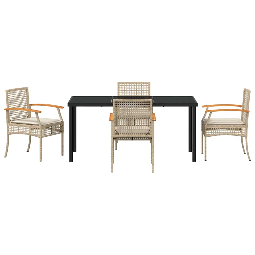 Ensemble de salle à manger pour jardin 5 pcs Beige et Noir - XIOS