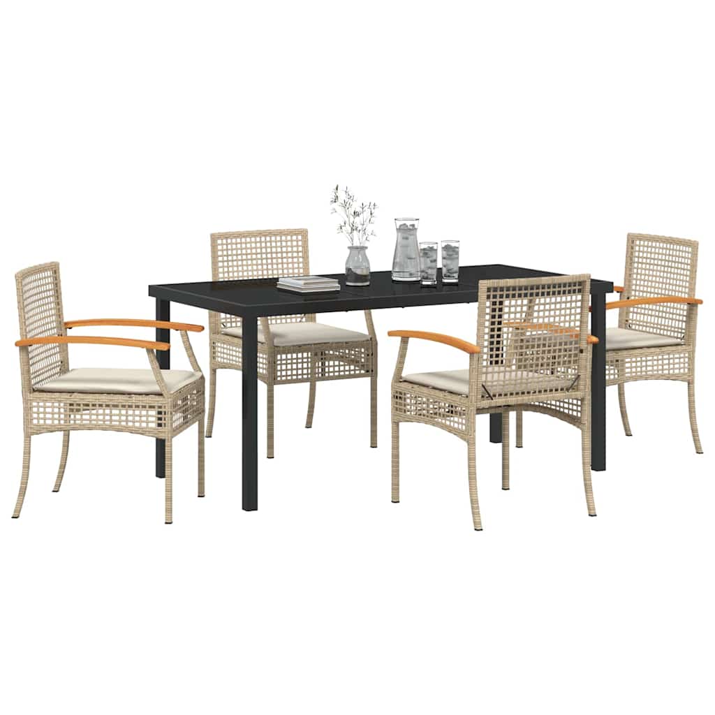 Ensemble de salle à manger pour jardin 5 pcs Beige et Noir - XIOS