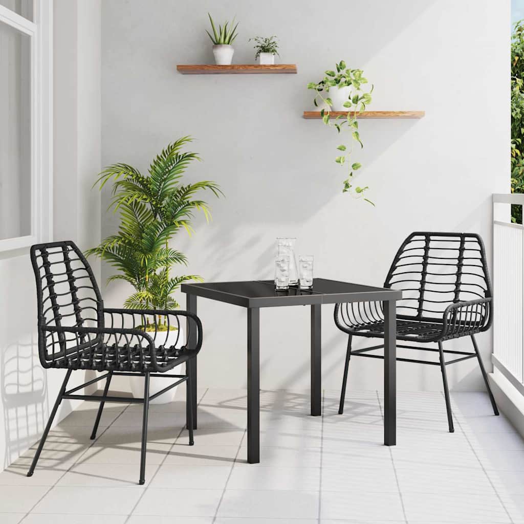 Ensemble de salle à manger pour jardin 3 pcs Noir polyrotin - XIOS