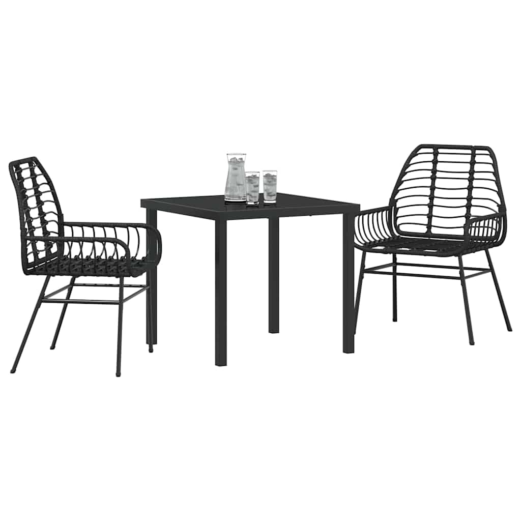 Ensemble de salle à manger pour jardin 3 pcs Noir polyrotin - XIOS