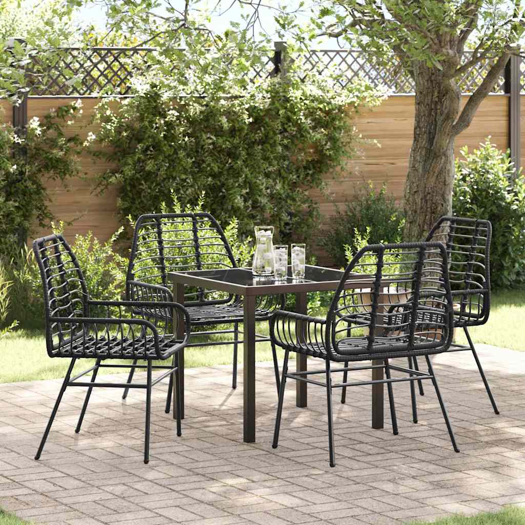 Ensemble de salle à manger pour jardin 5 pcs Noir polyrotin - XIOS