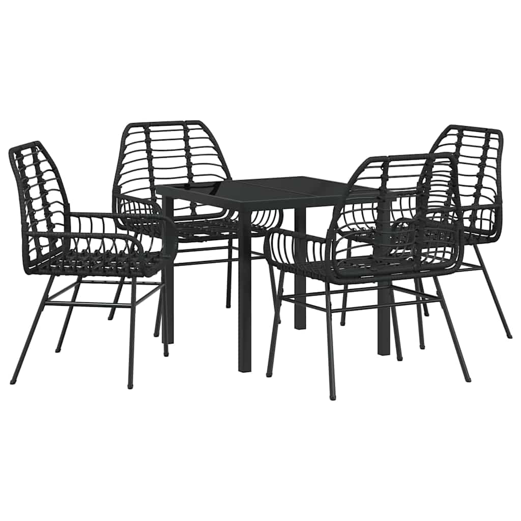 Ensemble de salle à manger pour jardin 5 pcs Noir polyrotin - XIOS