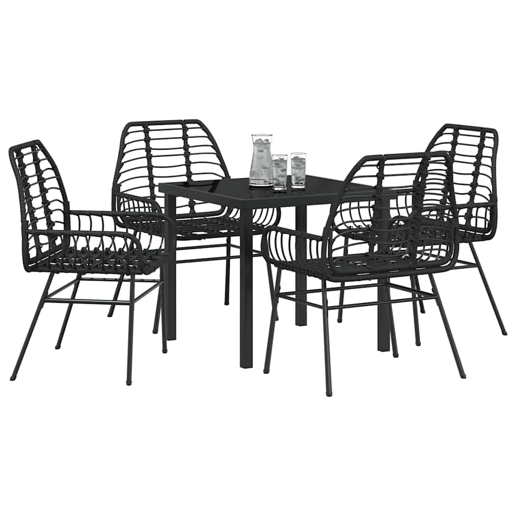 Ensemble de salle à manger pour jardin 5 pcs Noir polyrotin - XIOS