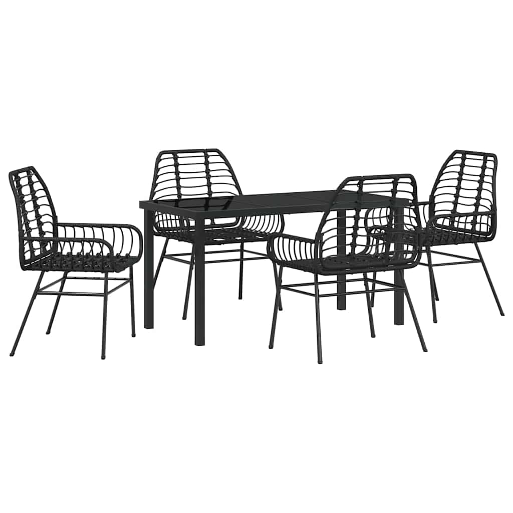 Ensemble de salle à manger pour jardin 5 pcs Noir polyrotin - XIOS