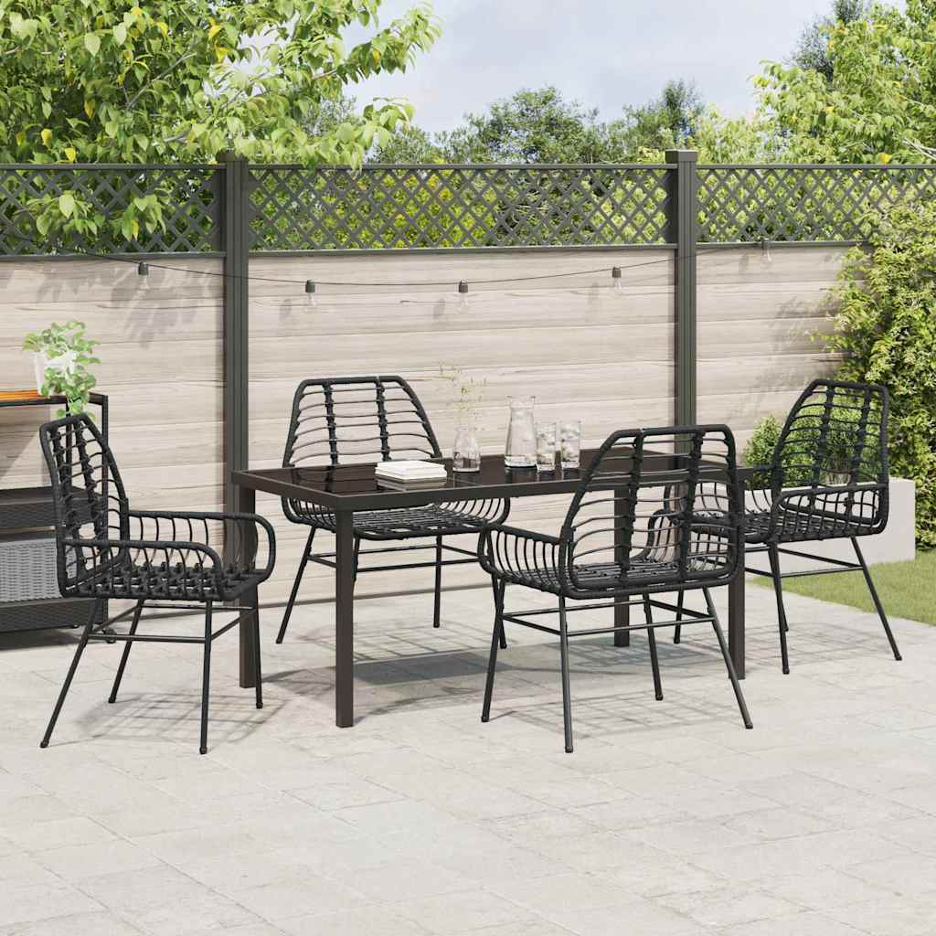 Ensemble de salle à manger pour jardin 5 pcs Noir polyrotin - XIOS