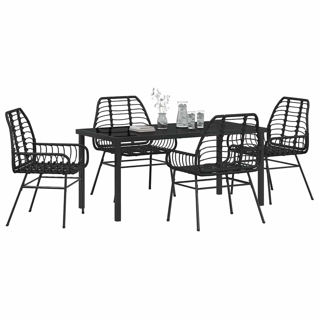 Ensemble de salle à manger pour jardin 5 pcs Noir polyrotin - XIOS