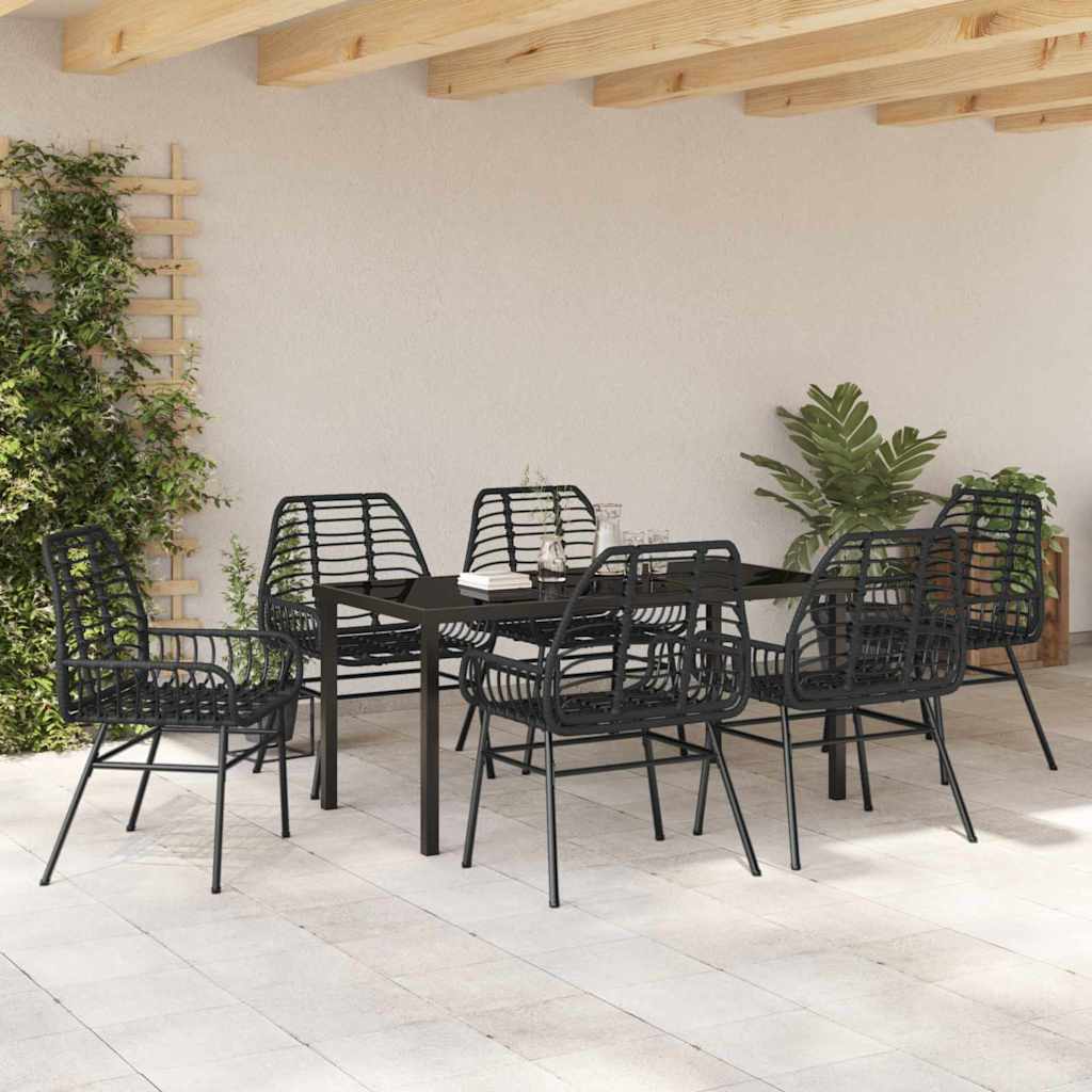 Ensemble de salle à manger pour jardin 7 pcs Noir polyrotin - XIOS