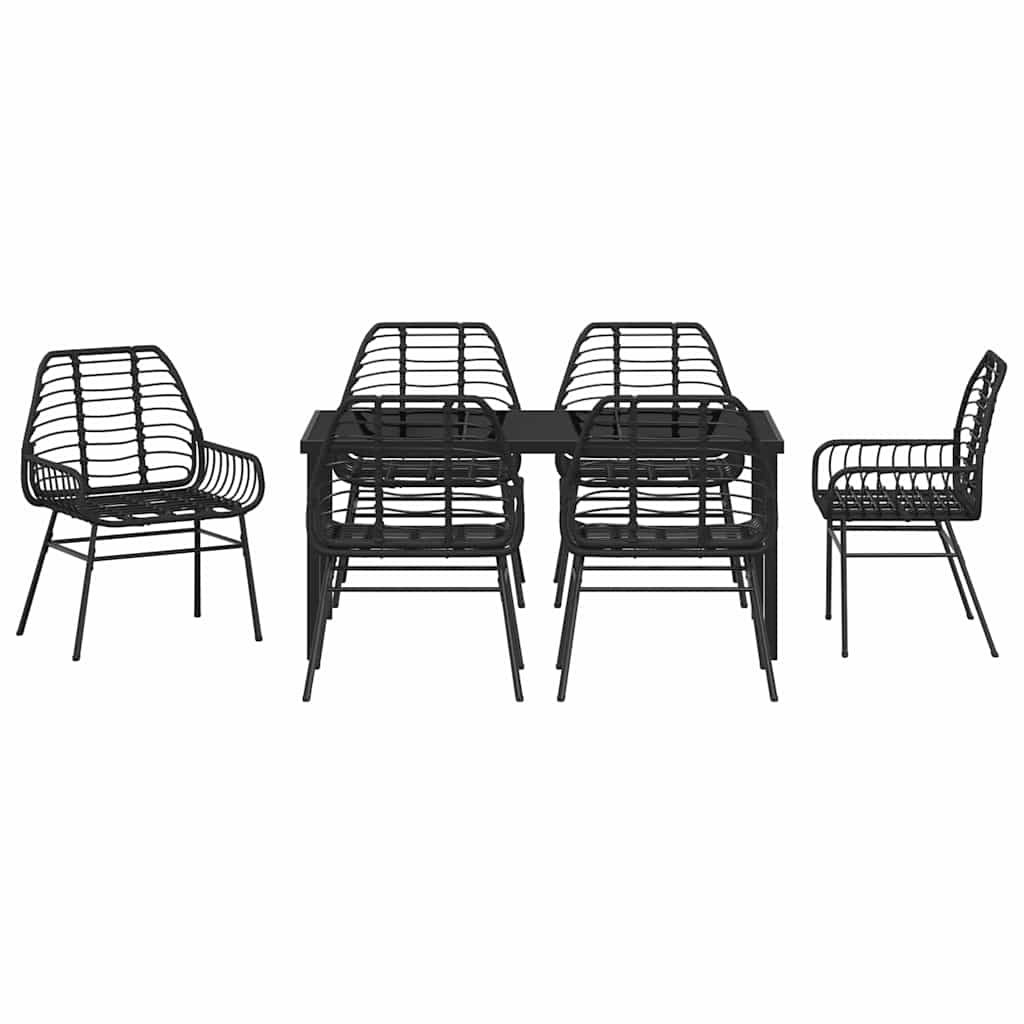 Ensemble de salle à manger pour jardin 7 pcs Noir polyrotin - XIOS
