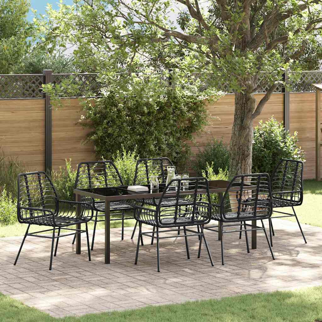 Ensemble de salle à manger pour jardin 7 pcs Noir polyrotin - XIOS