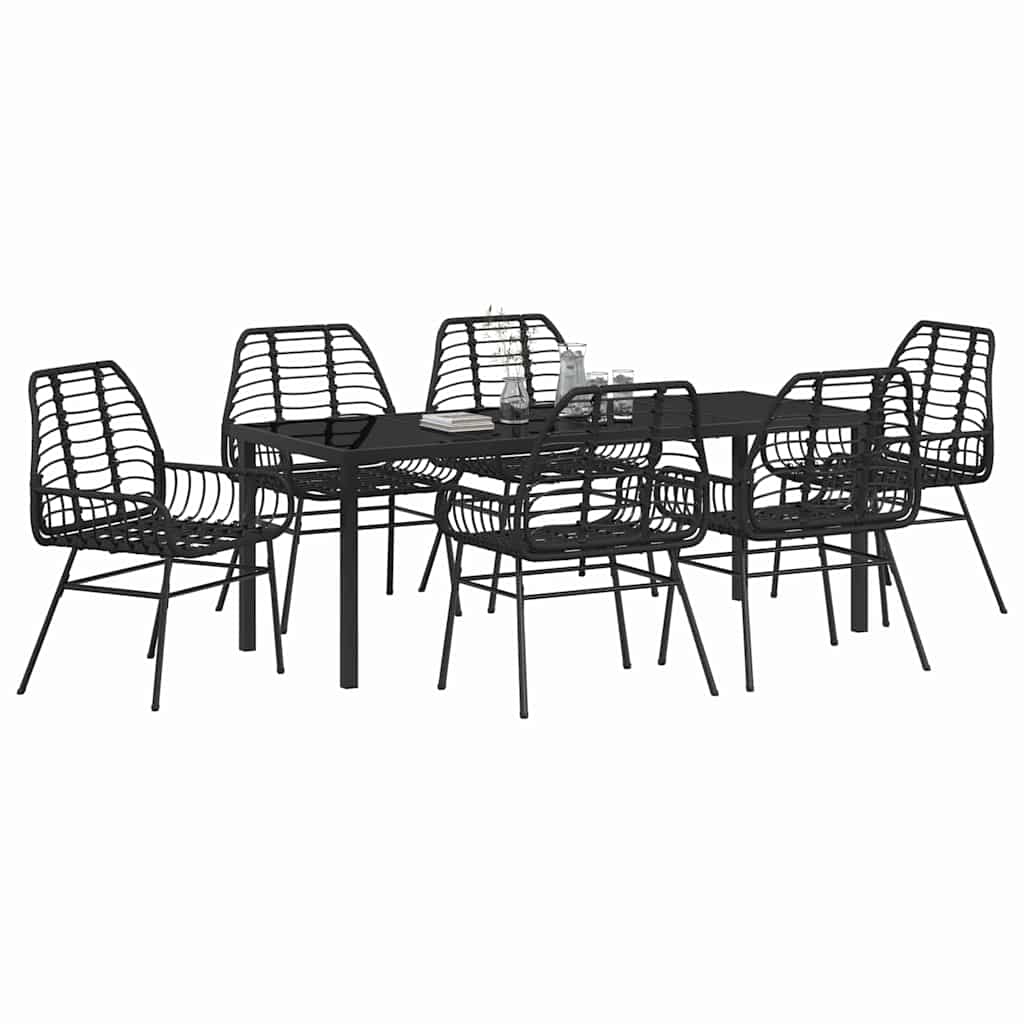 Ensemble de salle à manger pour jardin 7 pcs Noir polyrotin - XIOS