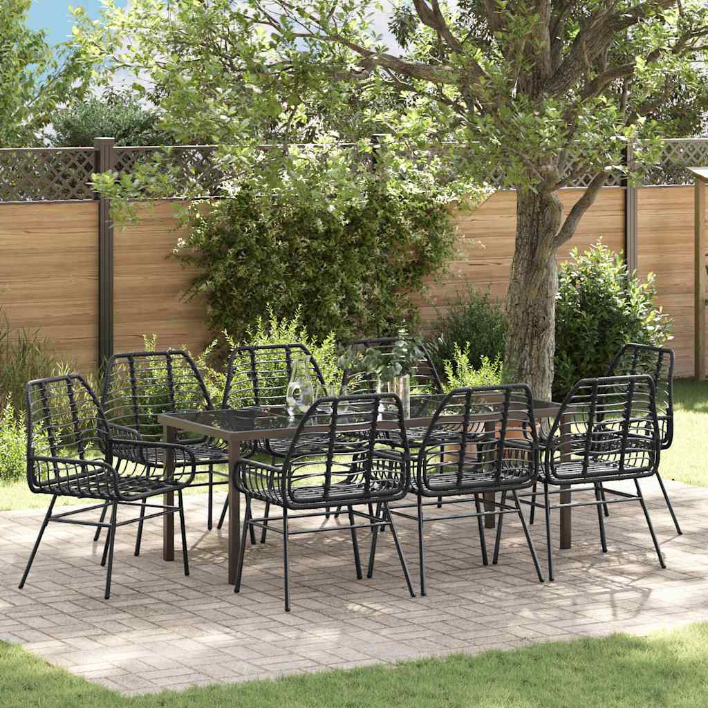 Ensemble de salle à manger pour jardin 9 pcs Noir polyrotin - XIOS