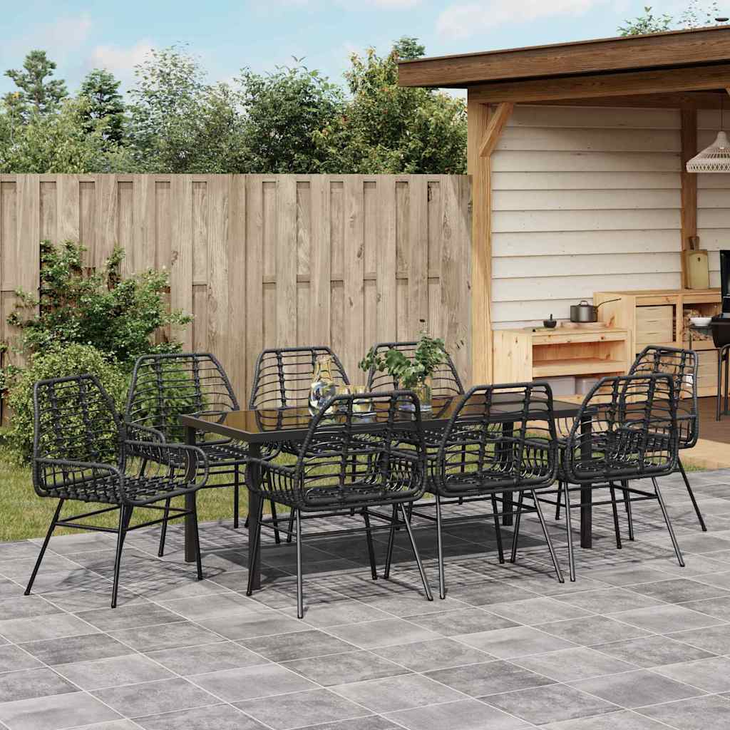 Ensemble de salle à manger pour jardin 9 pcs Noir polyrotin - XIOS