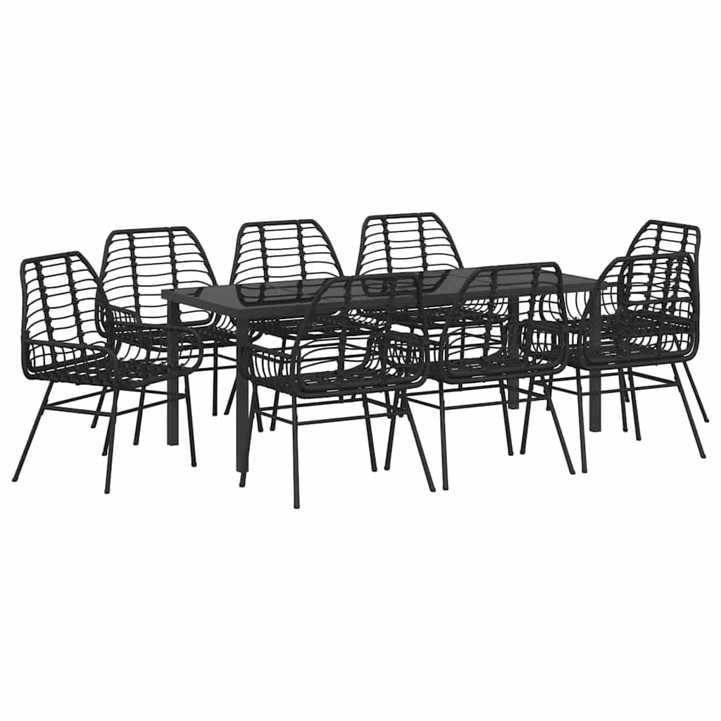 Ensemble de salle à manger pour jardin 9 pcs Noir polyrotin - XIOS
