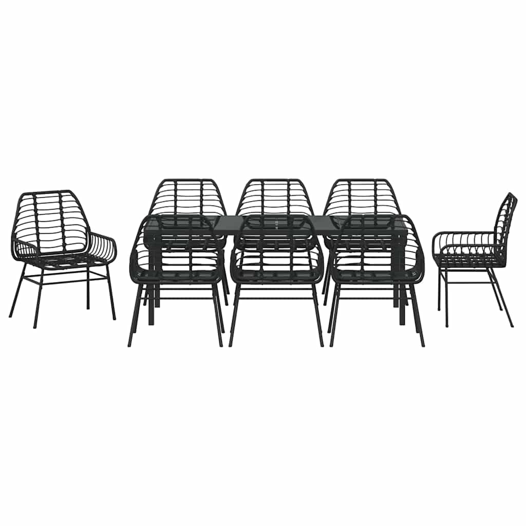 Ensemble de salle à manger pour jardin 9 pcs Noir polyrotin - XIOS