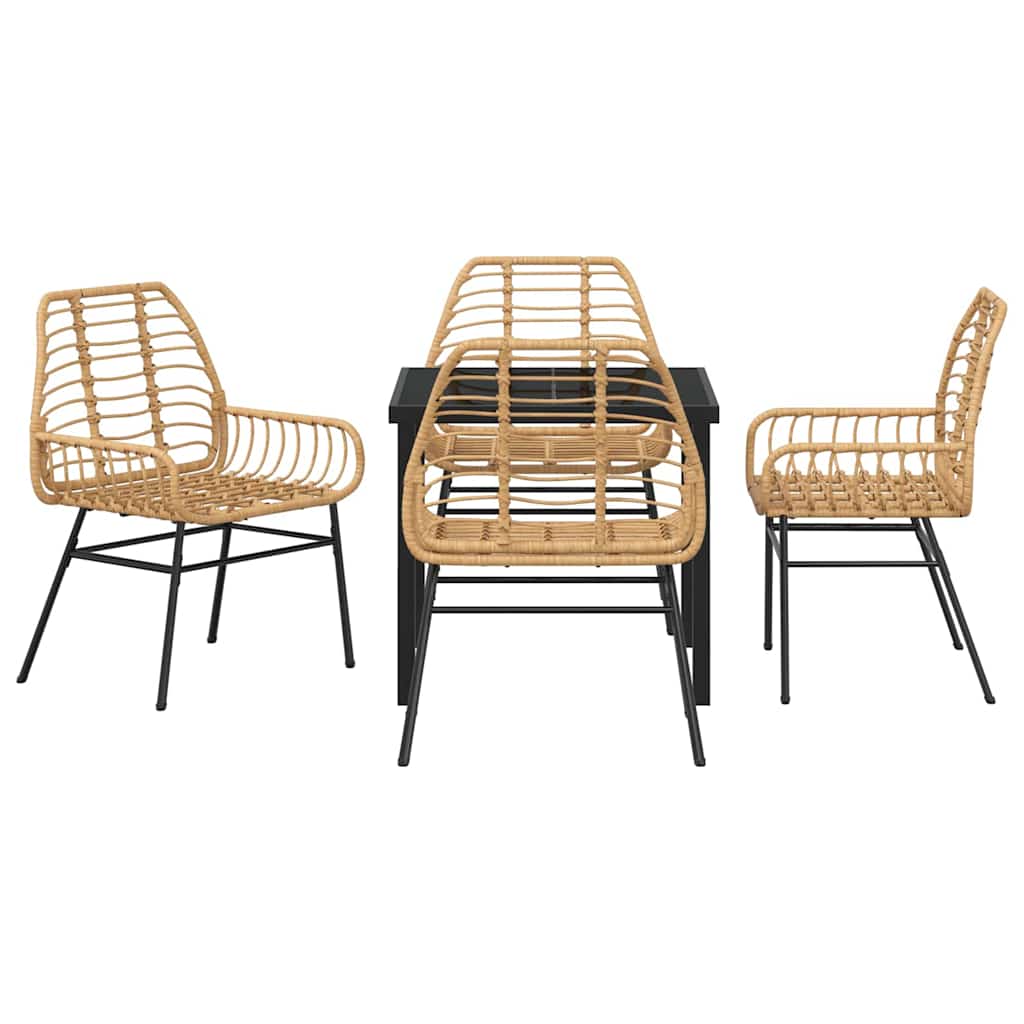 Ensemble de salle à manger pour jardin 5 pcs Marron polyrotin - XIOS