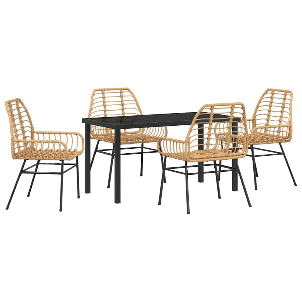Ensemble de salle à manger pour jardin 5 pcs Marron polyrotin - XIOS