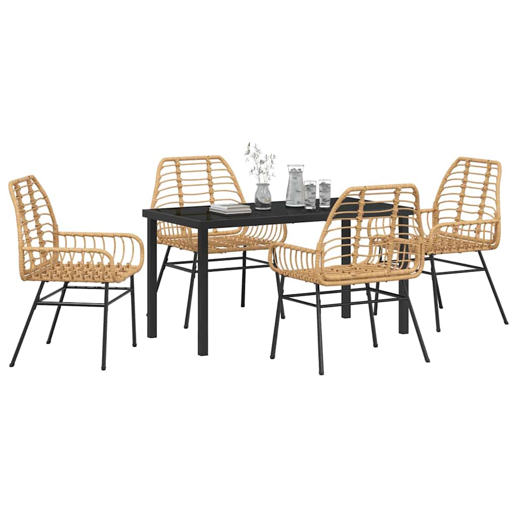 Ensemble de salle à manger pour jardin 5 pcs Marron polyrotin - XIOS