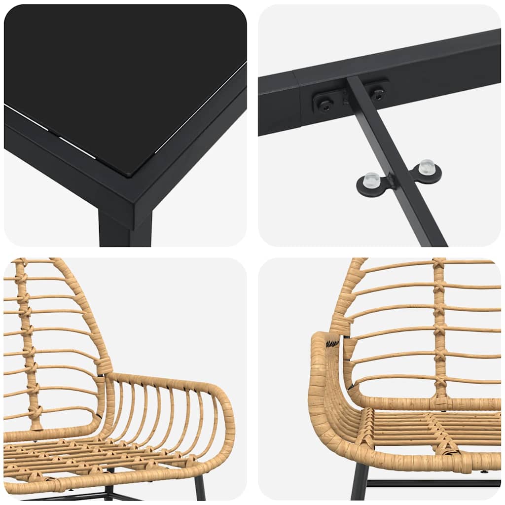 Ensemble de salle à manger pour jardin 5 pcs Marron polyrotin - XIOS