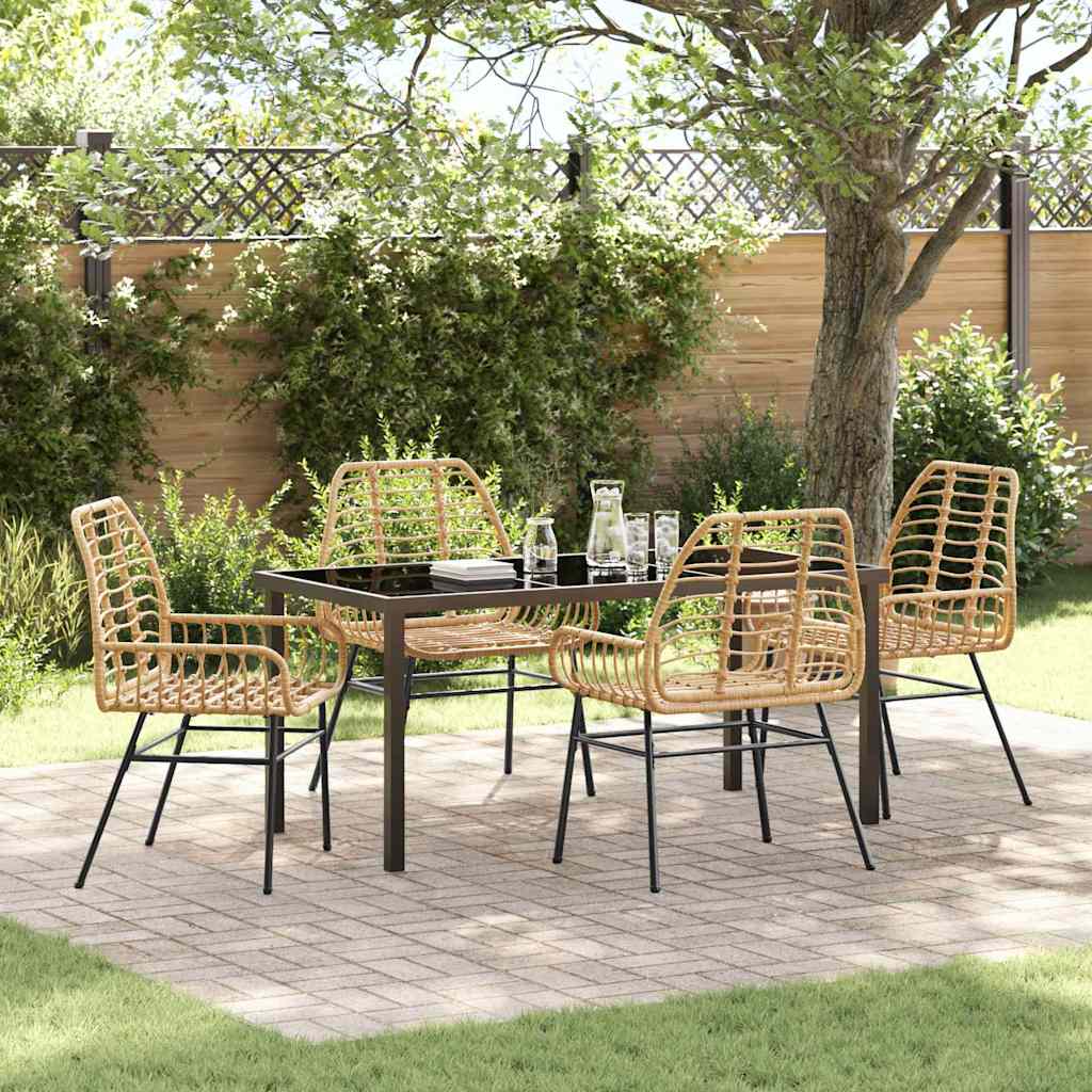 Ensemble de salle à manger pour jardin 5 pcs Marron polyrotin - XIOS