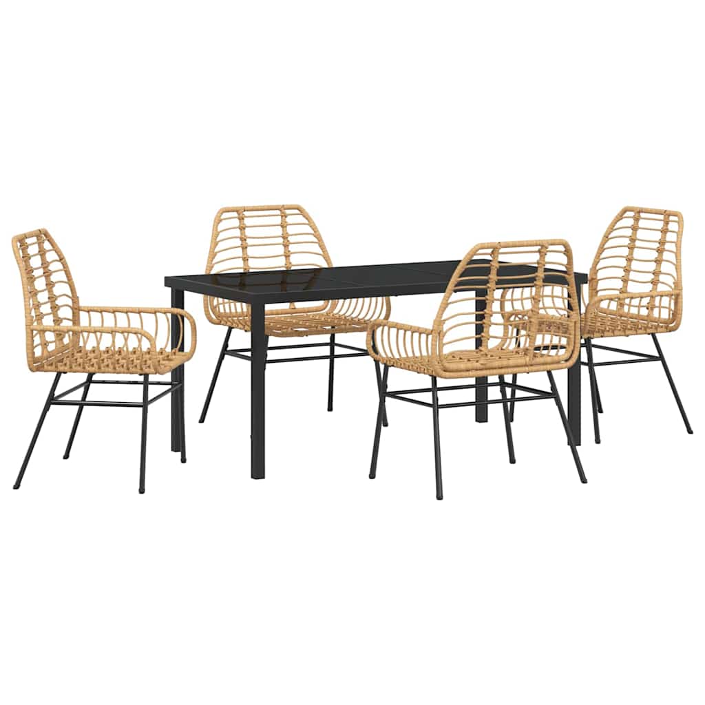 Ensemble de salle à manger pour jardin 5 pcs Marron polyrotin - XIOS