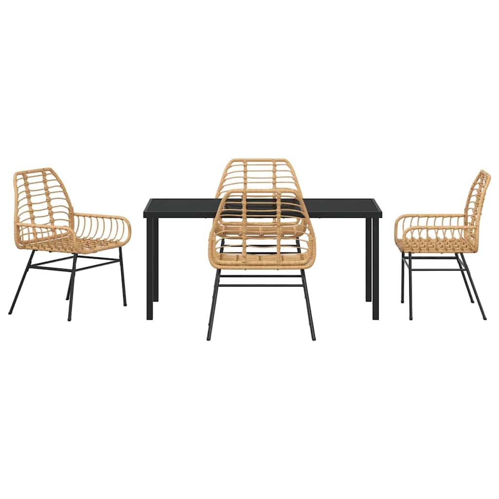Ensemble de salle à manger pour jardin 5 pcs Marron polyrotin - XIOS